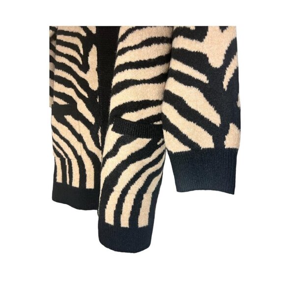 Tahari Womens Black Cream Zebra Cocoon Long Cardigan Soft Sweater Plus Sz 3X New - Picture 5 of 8